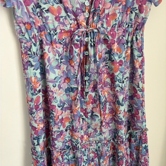 Love Stitch Multicolor Floral Shabby Chic Maxi Dress Loveshack Fancy Boho Spring - Picture 3 of 6